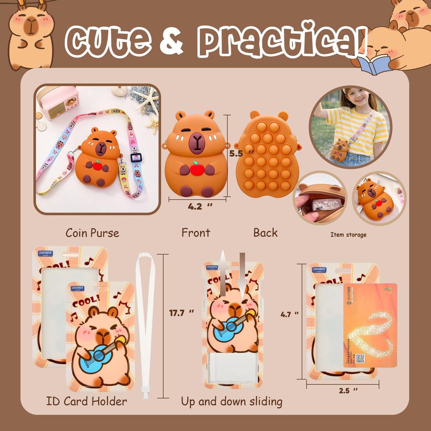 Zadoreck Cute Capybara Stationery Gift Set for Kids,30 Piece Animal Theme School Supplies Kit with Pencil Case,Notebook & Stickers,Practical and Fun for Birthday,Easter& Festivals Gift Girls Boys