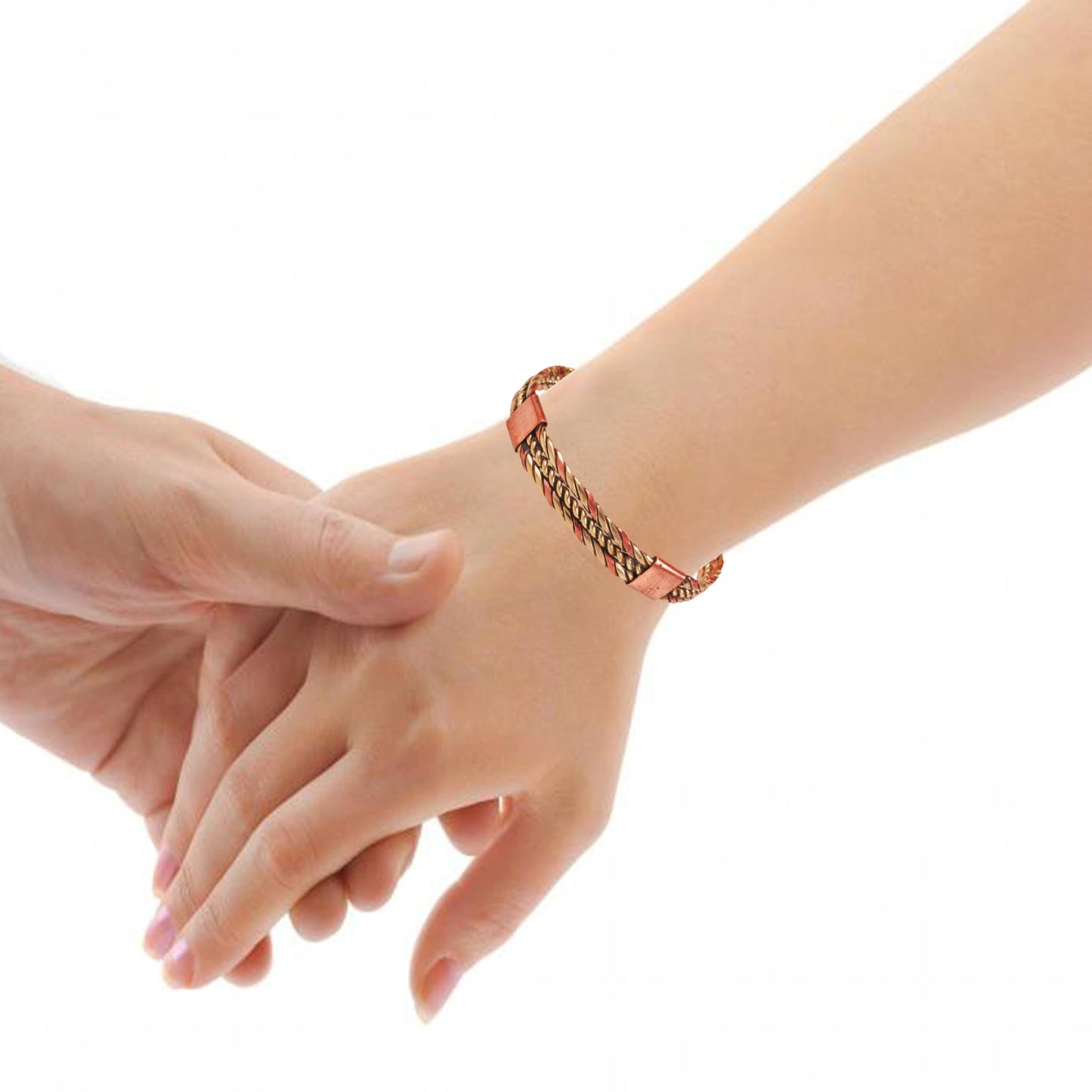 Touchstone Handcrafted Braided Copper Brass Multi Layer Magnetic Hand Forged With Solid High Gauge Tibetan Minimalistic Elegance Bracelet In Two Tones For Men And Women.