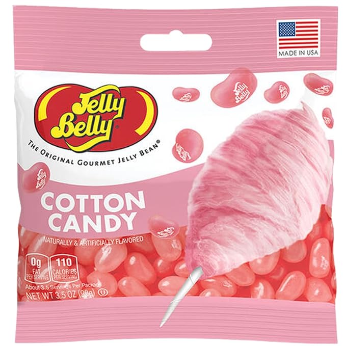 Needzo Jelly Bean Cotton Candy Flavored Beans, Pink Carnival Themed Gourmet Chewy Candy for Boys or Girls, Shareable Bagged Candies, Pack of 3, 3.5 Ounces
