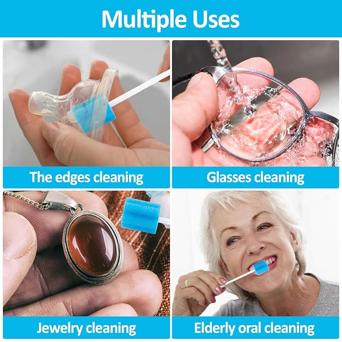 50 Oral Cleaner Swabs Disposable Sponge - Toothettes Mouth Swabs Swabsticks for Elderly Dry Mouth Waterless Toothbrushes on the go Mini Pet Children Sterile Thrush Mouth Treatment