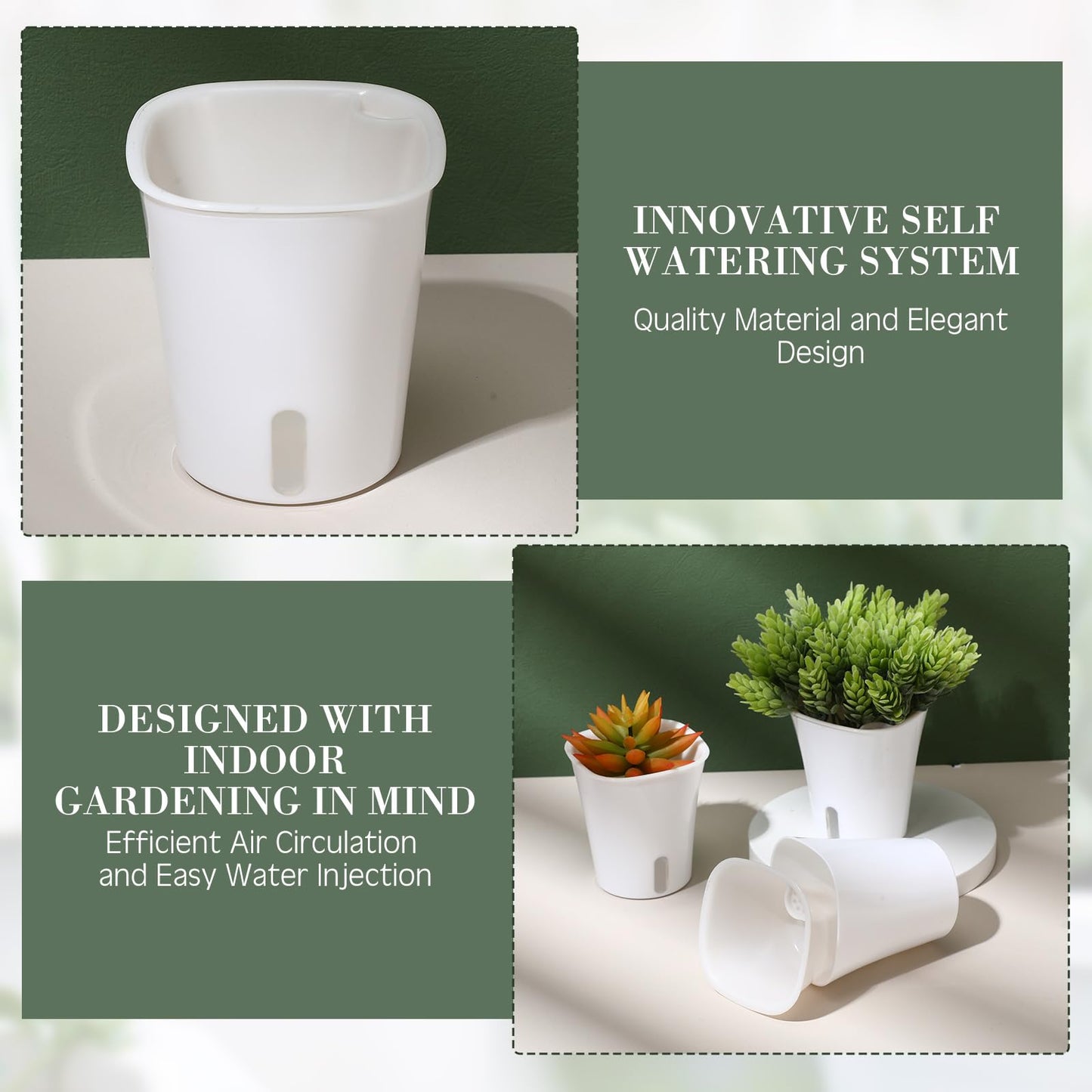 Ziliny 20 Pcs 3 Inch Self Watering Pots Self Watering Planters for Indoor Planters Plastic Garden Flower Pots with Level Indicator Vents for Herbs