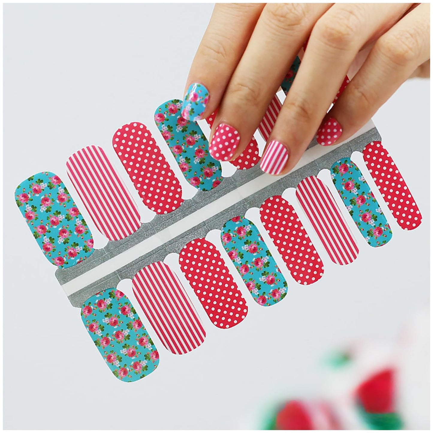 SILPECWEE 5 Sheets Red Nail Wraps for Women Valentine's Day Nail Polish Strips Gel Nail Strips Self Adhesive Nail Polish Stickers Stick on Nails Fingernails Manicure Stickers with 1pc Nail File