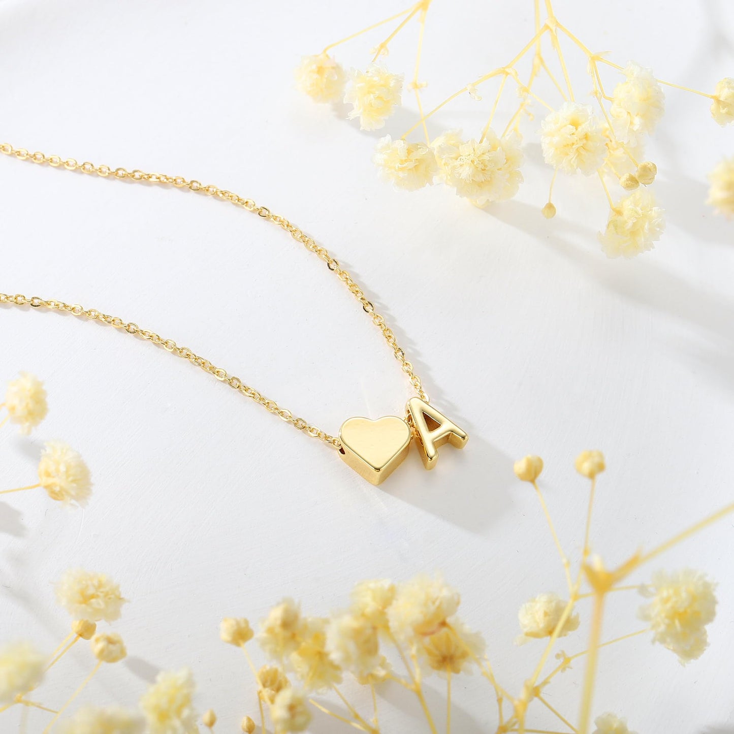 Turandoss Initial Necklaces for Women Trendy, Tiny Heart Initial V Necklace Dainty Heart Necklaces Tiny Personalized Monogram Name Necklace for Women Jewelry