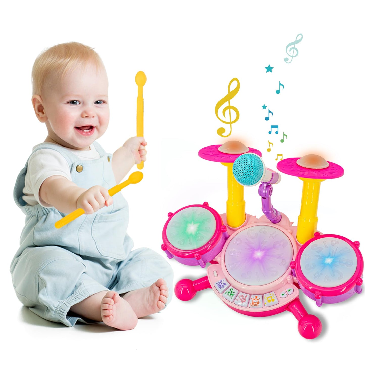 Pink Drum Set for Girls – Toddler Musical Instrument Kit