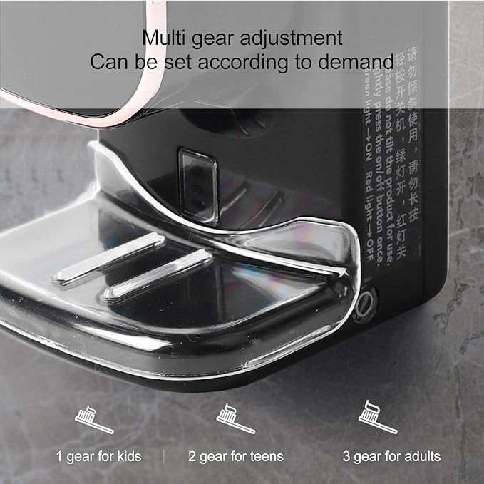 Automatic Toothpaste Dispenser with Responsive Sensor, Tooth Pastetooth Paste Dispenser Automatic Dispensing, Toothbrush Holder Wall Mounted Space Saving for Family (Black)