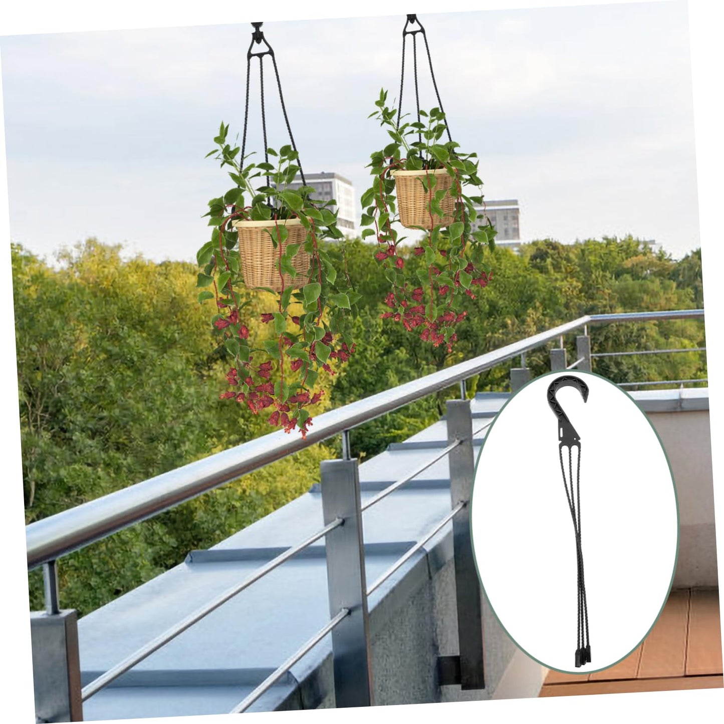 FONDOTIN Hanging Baskets for Plants 5 Pack Plant Hooks Flower Pot Hangers Easy Assembly Durable for Outdoor Use