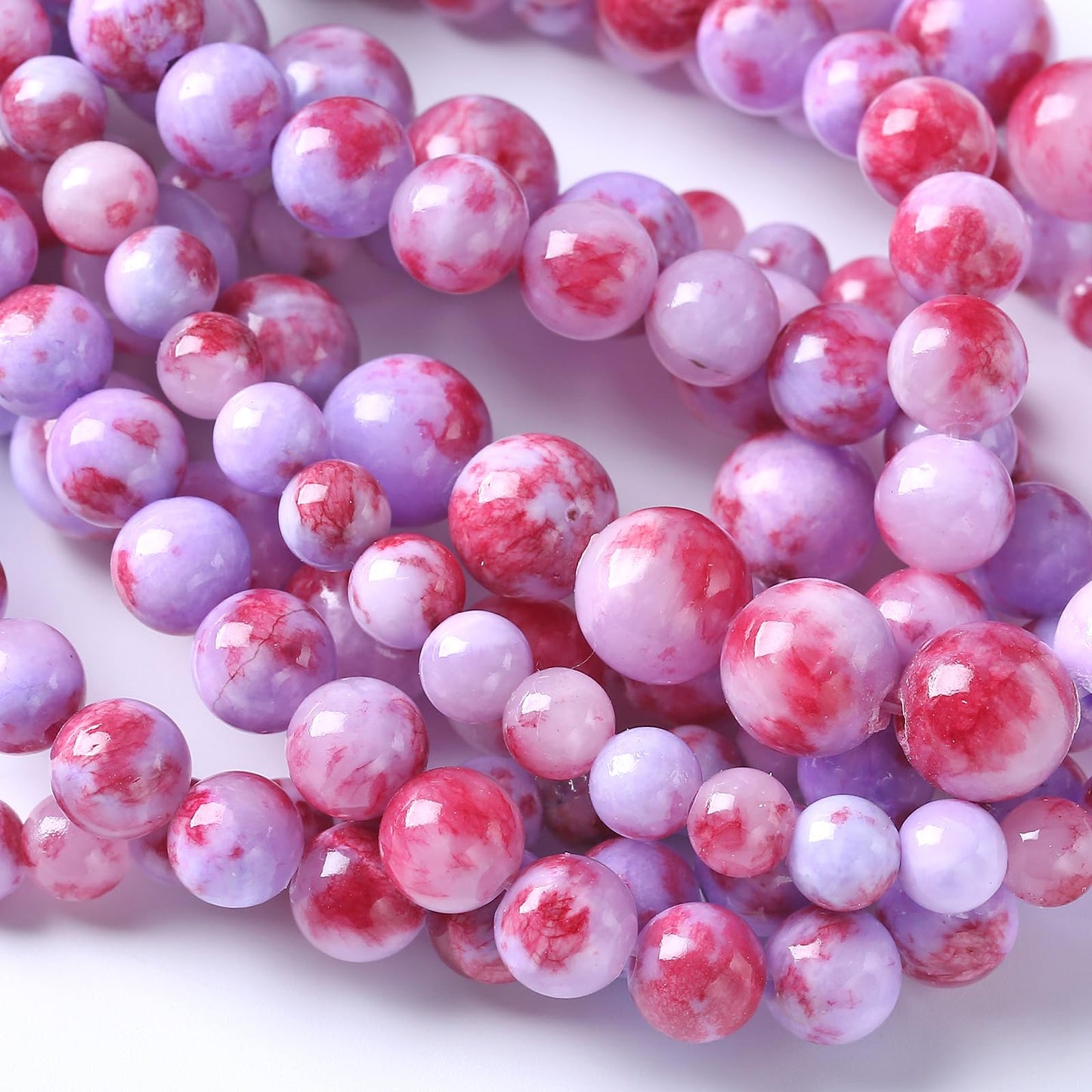 8MM 46PCS Purple Red Persian Jade Spacer Loose Beads for Jewelry Making DIY Bracelet Necklace