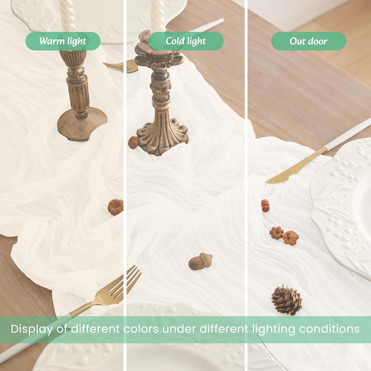 Dugpit 8-Pack White Cheesecloth Table Runner 10FT – Boho Rustic Gauze Runner for Weddings & Parties