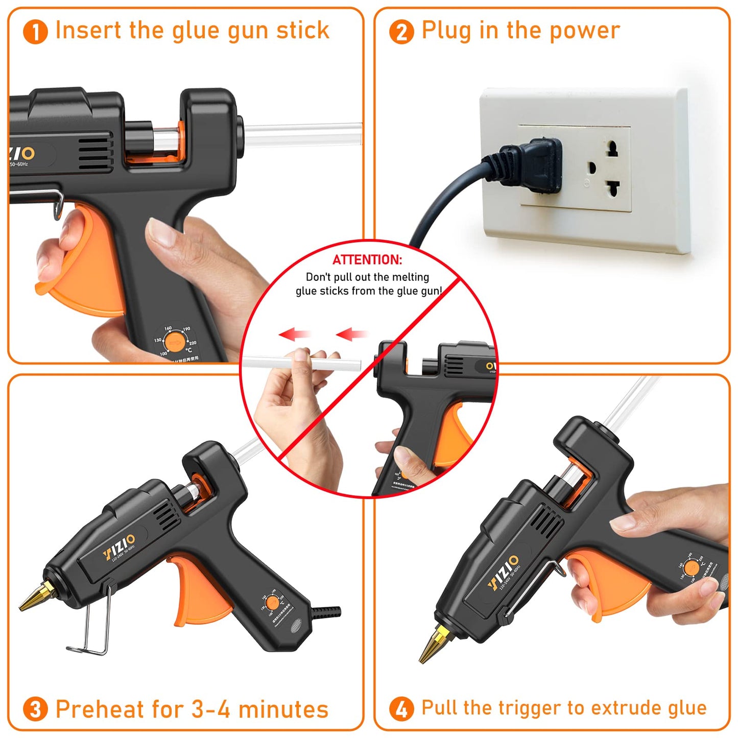 IZIO Full Size Hot Glue Gun and Sticks Set, 100-220W Adjustable Temperature, Fast Preheating Heavy Duty Industrial Gluegun With Storage Case, 21 Hot Glue Sticks For Crafting, Diy and Repairs (Black)
