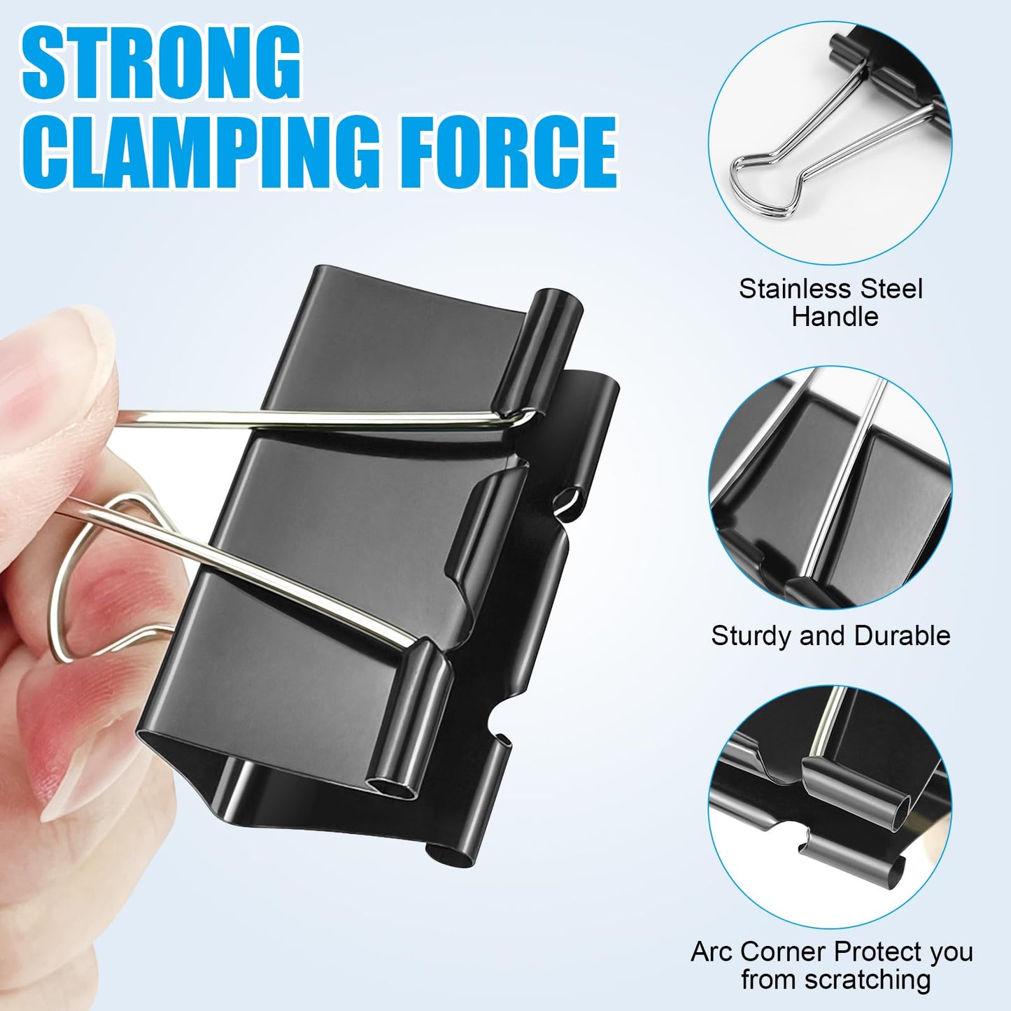 208 PCS 6 Sizes Binder Clips Assorted Sizes Including Extra Large Medium Small Black Clips Office Supplies Black Paper Clips Paper Clamps for Office Home School Bussiness