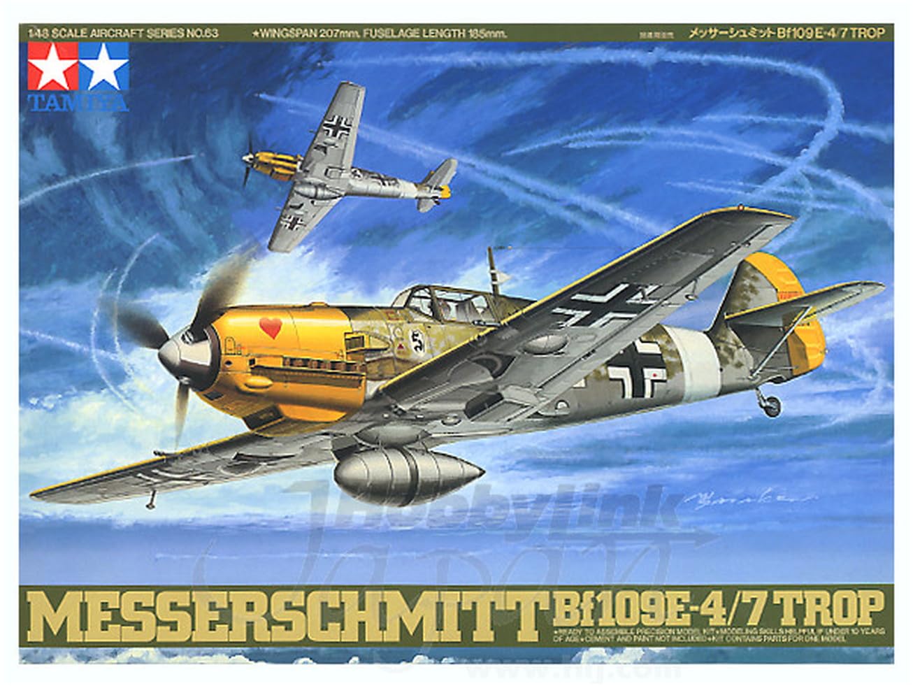 Tamiya 300061063 – 1: 48 WWII Model Set Messerschmitt BF109E-4/7 Trop