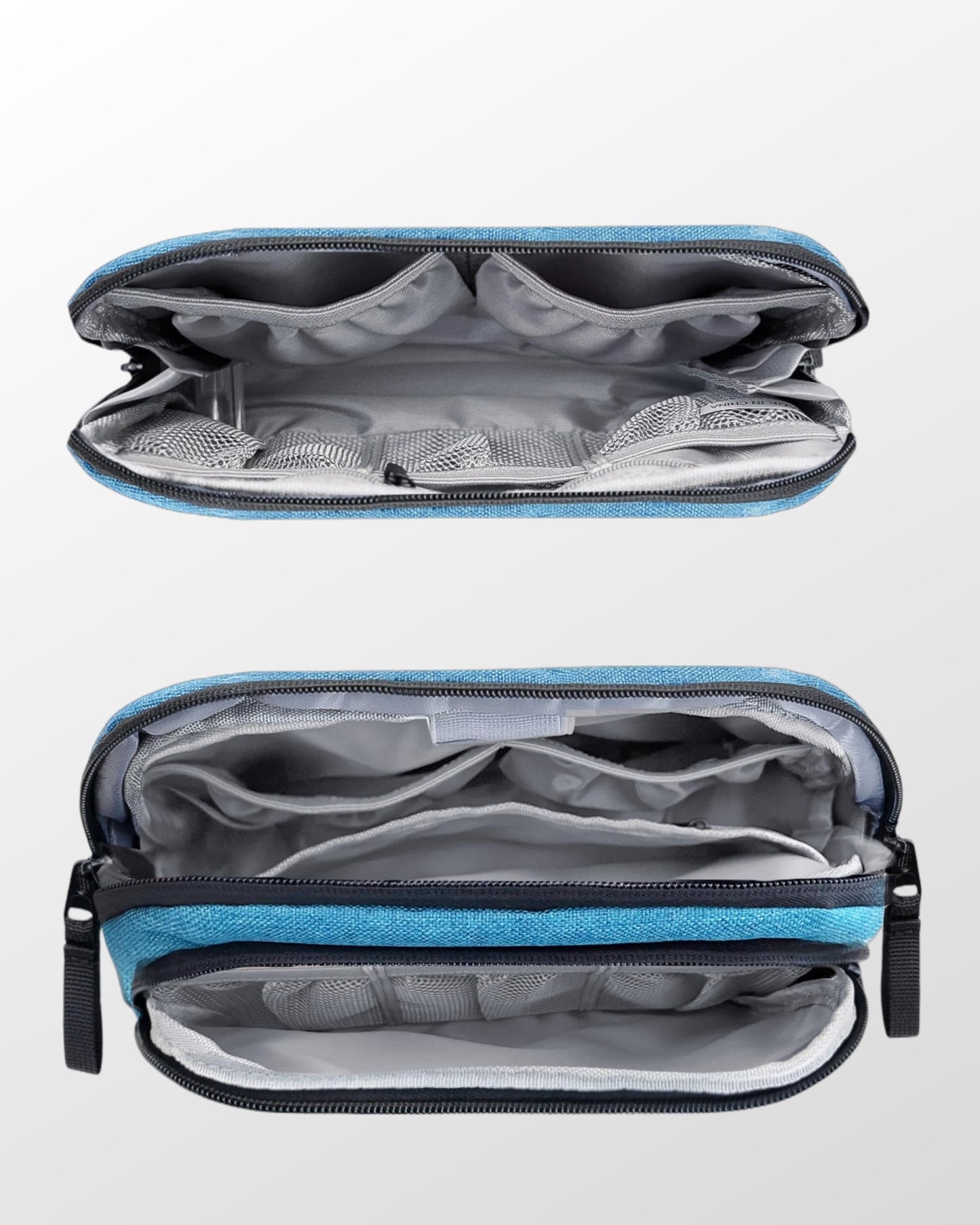 Zealearn Portable Electronics Organizer Travel Case, Double Layers Tech Organizer, All-in-One Charger Storage Bag for Charging Cable, USB Cord, Charger, Power Bank, Flash Drive, Blue
