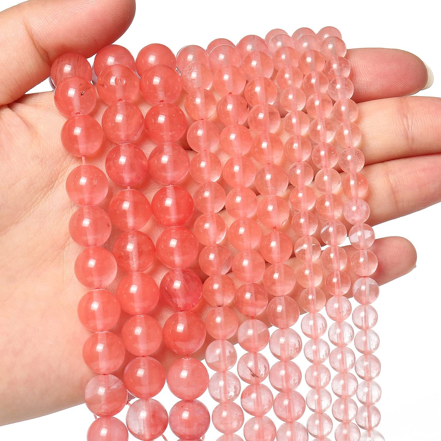 About 60pcs 6mm Natural Stone Beads Watermelon Crystal Beads Crystal Gemstone for Jewelry Making, DIY Bracelet Necklace