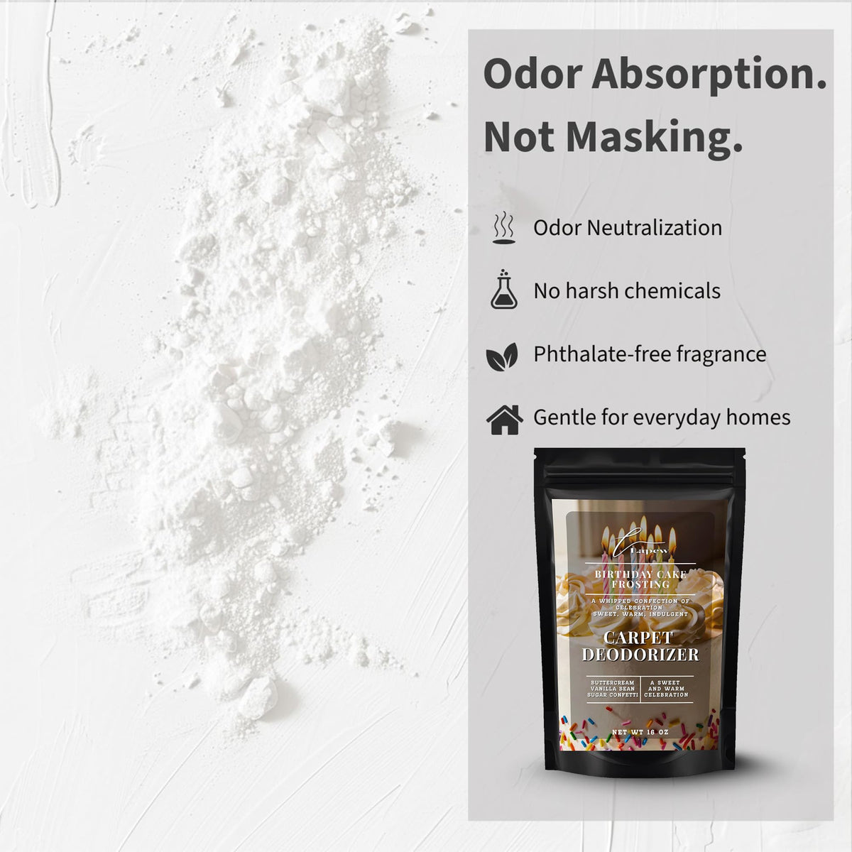 Birthday Cake Frosting Carpet Deodorizer Powder (16 Ounce)