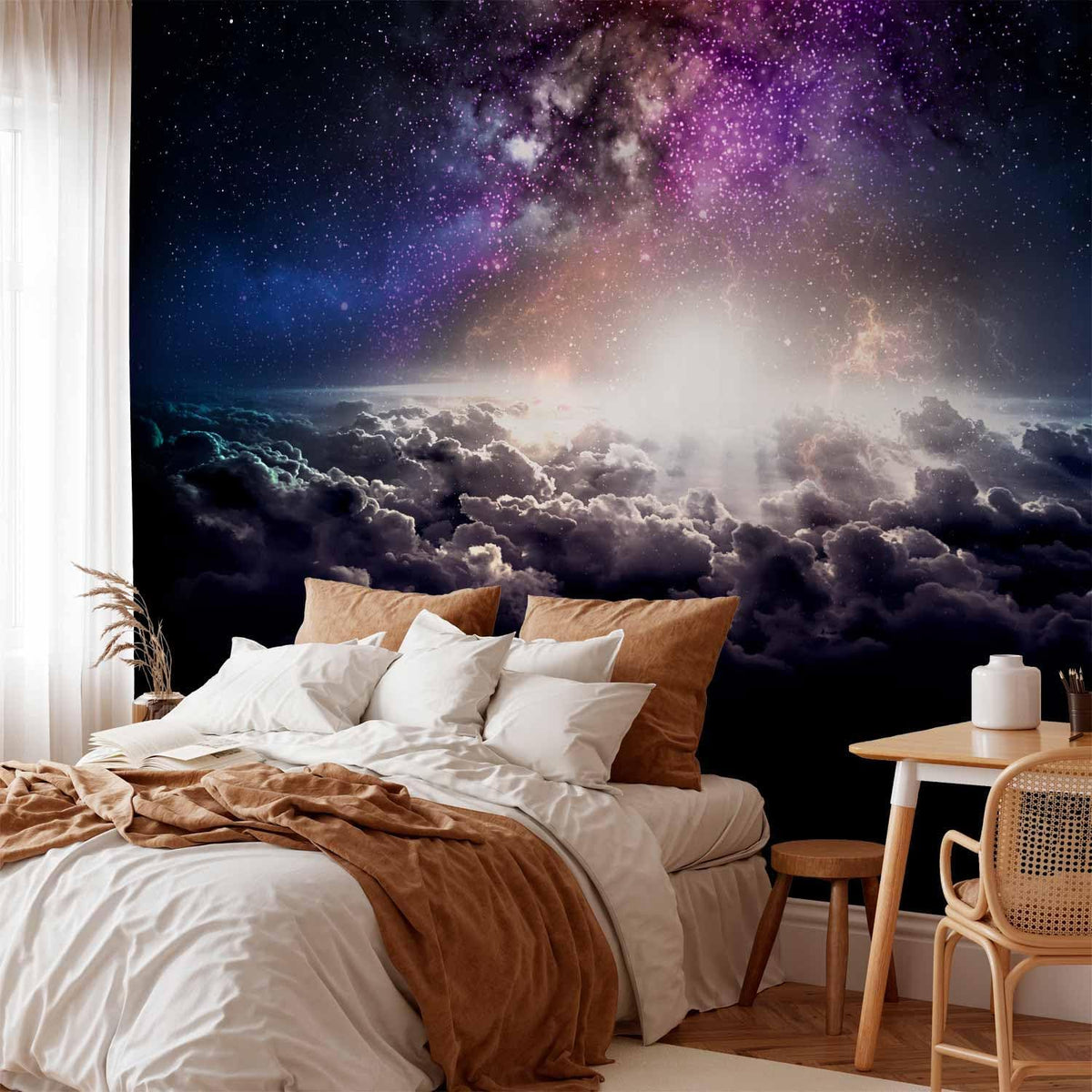 artgeist Wall Mural Galaxy 157x110 in - Non-Woven Wallpaper Fleece Wall Decor Photo Print Picture Image Design Home Mural Cosmos Sky Star Cloud Purple i-A-10009-a-a