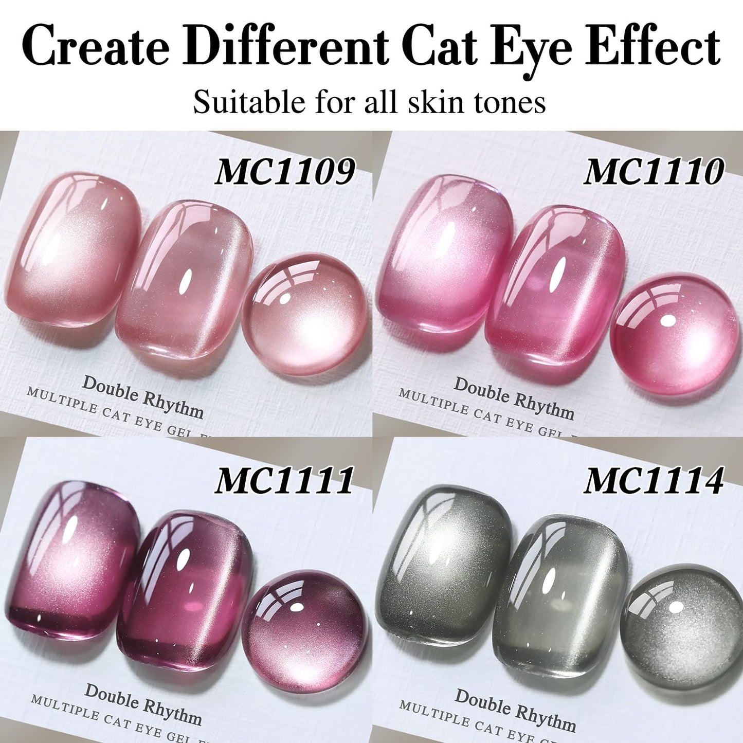Double Rhythm 6 Colors Cat Eye Gel Polish Set Shimmer Glitter with Magnet Holographic Reflective Magnetic UV Nail Art Kit (6-Kit 40)