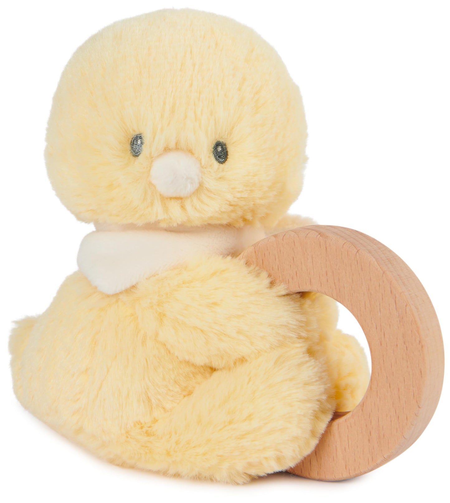 GUND Baby Sustainable Duckling Ring Rattle, Stuffed Animal Plush Made from 100% Recycled Plush Materials, Wooden Rattle for Babies and Newborns, Yellow, 10”