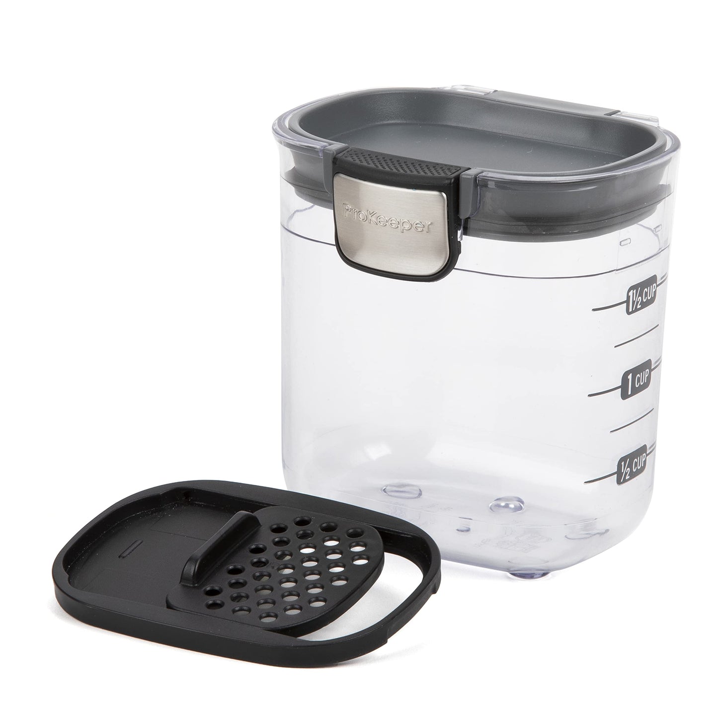 ProKeeper+ by Progressive International Clear Plastic Airtight Food Baker's Kitchen Storage Organization Container Canister Set with Magnetic Accessories (Mini 1.5-Cup)