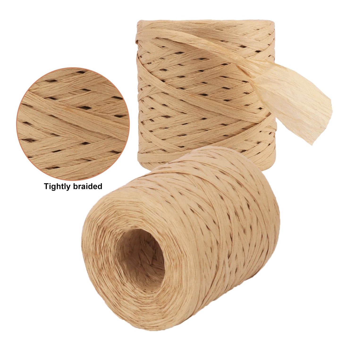 9 Roll 218 Yards Raffia Ribbon, Versatile Raffia Yarn for Crochet, Raffia Paper Ribbon for Gift Wrapping, Paper Ribbon, and Raffia String. (Total 1962 Yards) by IHDYPPEW