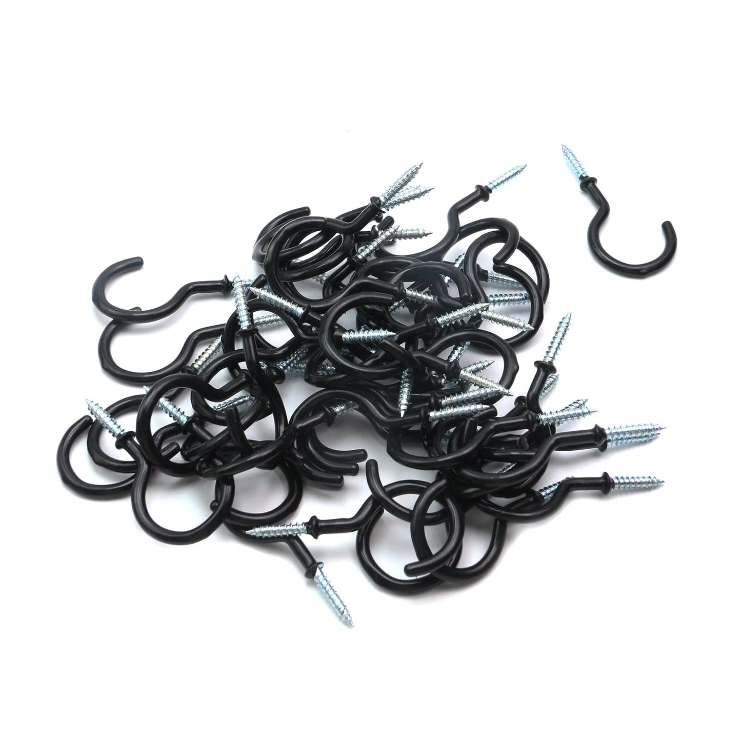 Xiaoyztan 50 Pcs Vinyl Coated Screw-in Hooks Iron Ceiling Hooks Multi-Purpose for Wall Hanging Plants Hanging Decoration or Tools Hanging (Black 2in)