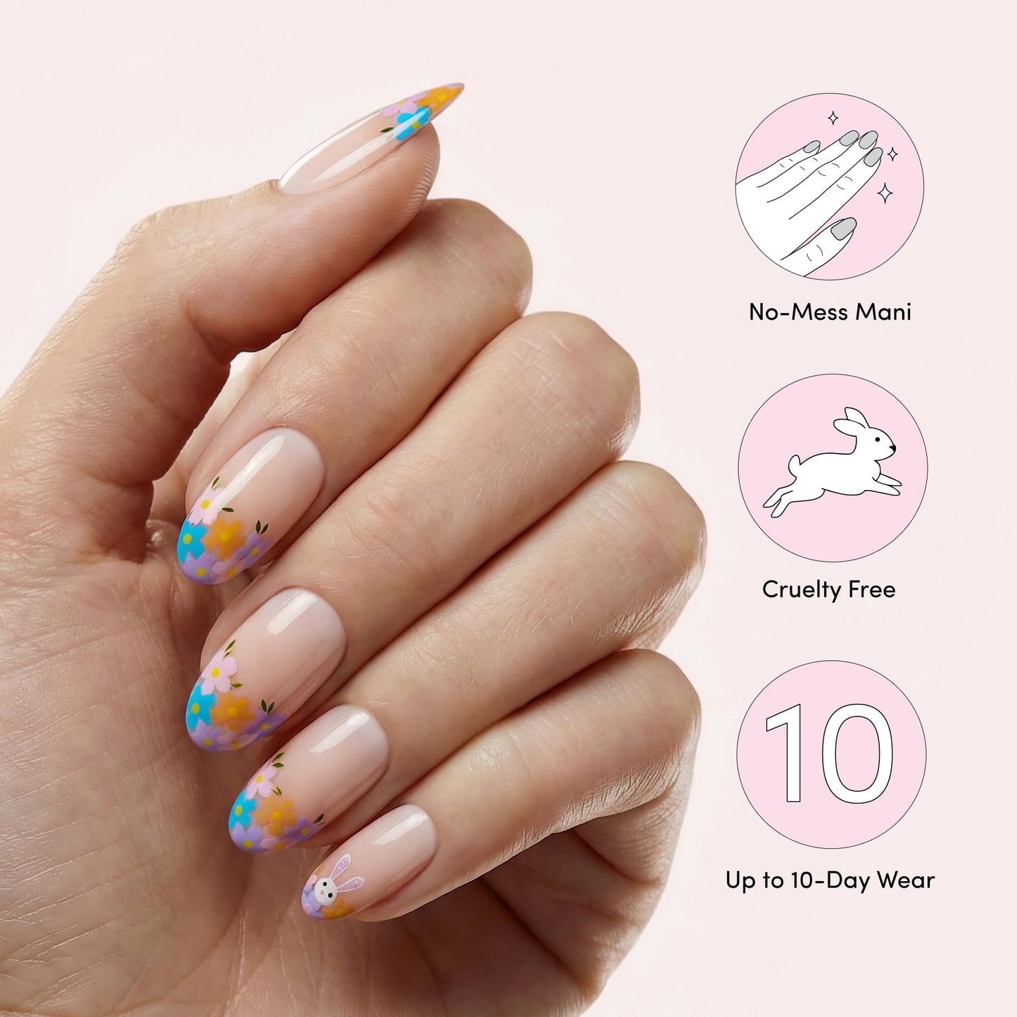 Dashing Diva Magic Press Nail Set - Hop Scotch - Medium Almond Press On Nails - Long Lasting Gel - Lasts Up to 10 Days - Gel Set - 4-Piece Manicure Kit with 30 Nails