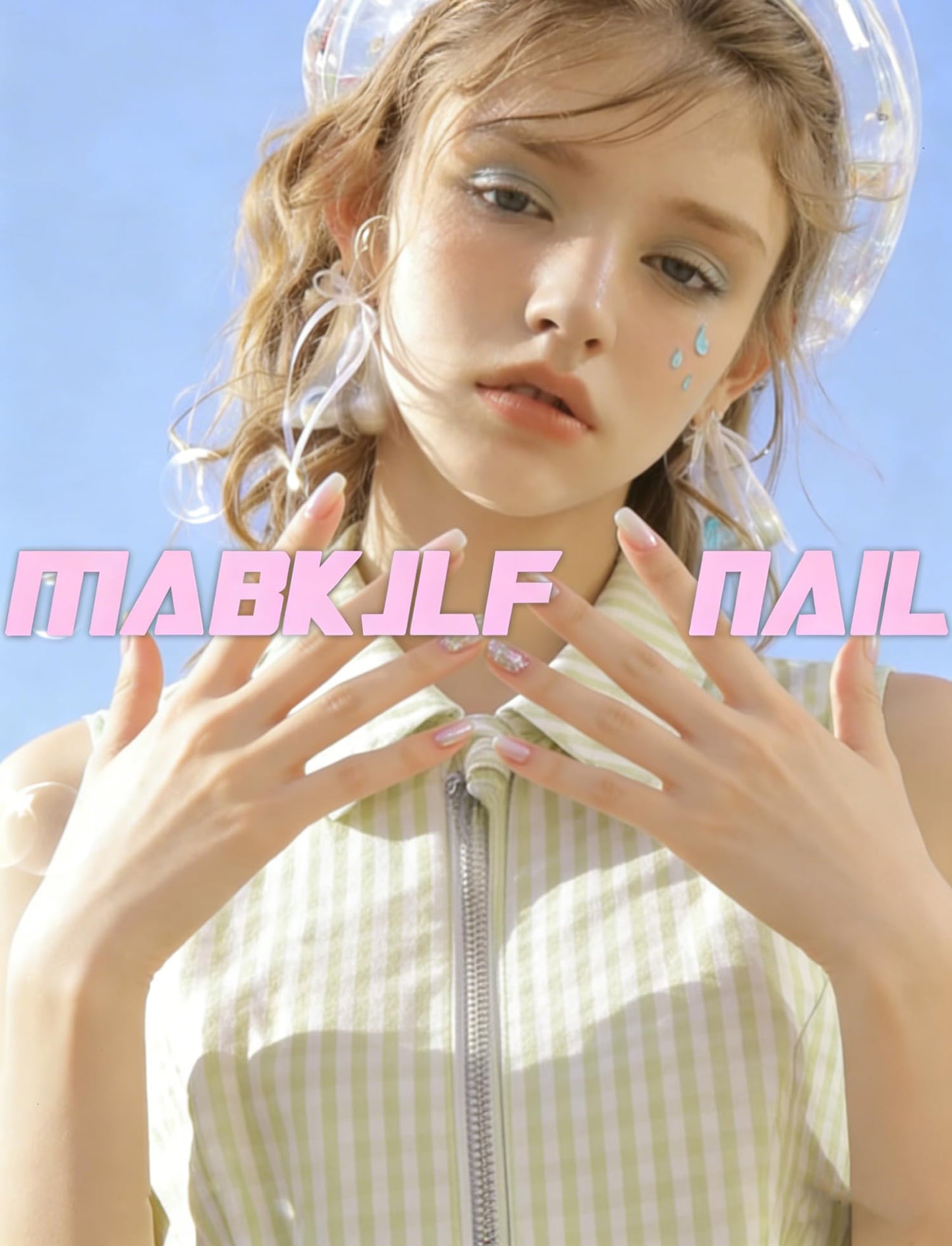 Press on Nails Extra Short Square MABKJLF French Tip Fake Nails Nude Full Cover Glue on Nails Rhinestones False Nails Butterfly Charm Acrylic Nails Stick on Nails Artificial Nails for Women Girls
