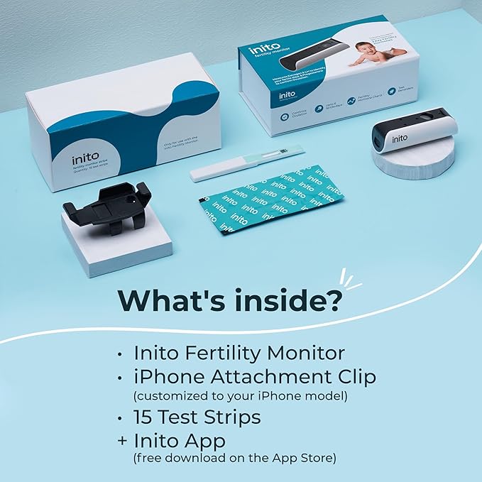 Inito Fertility Monitor & Hormone Tracker for Women | Estrogen, LH, PdG (Urine Metabolite of progesterone), FSH | Track and Confirm Ovulation | Includes 15 Test Strips (iPhone Xs Max / 11 Pro Max)