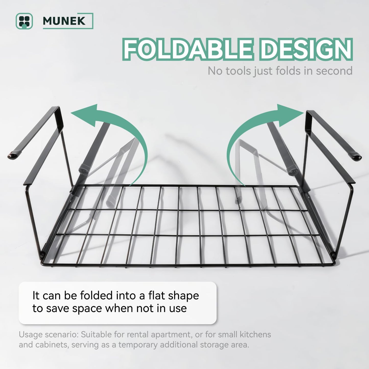 MUNEK Under Shelf Basket Storage Black 2 Pack Space-Saving with Extra Layer Lightweight & Quick to Install Non-Slip16.1" D x 8.46" W