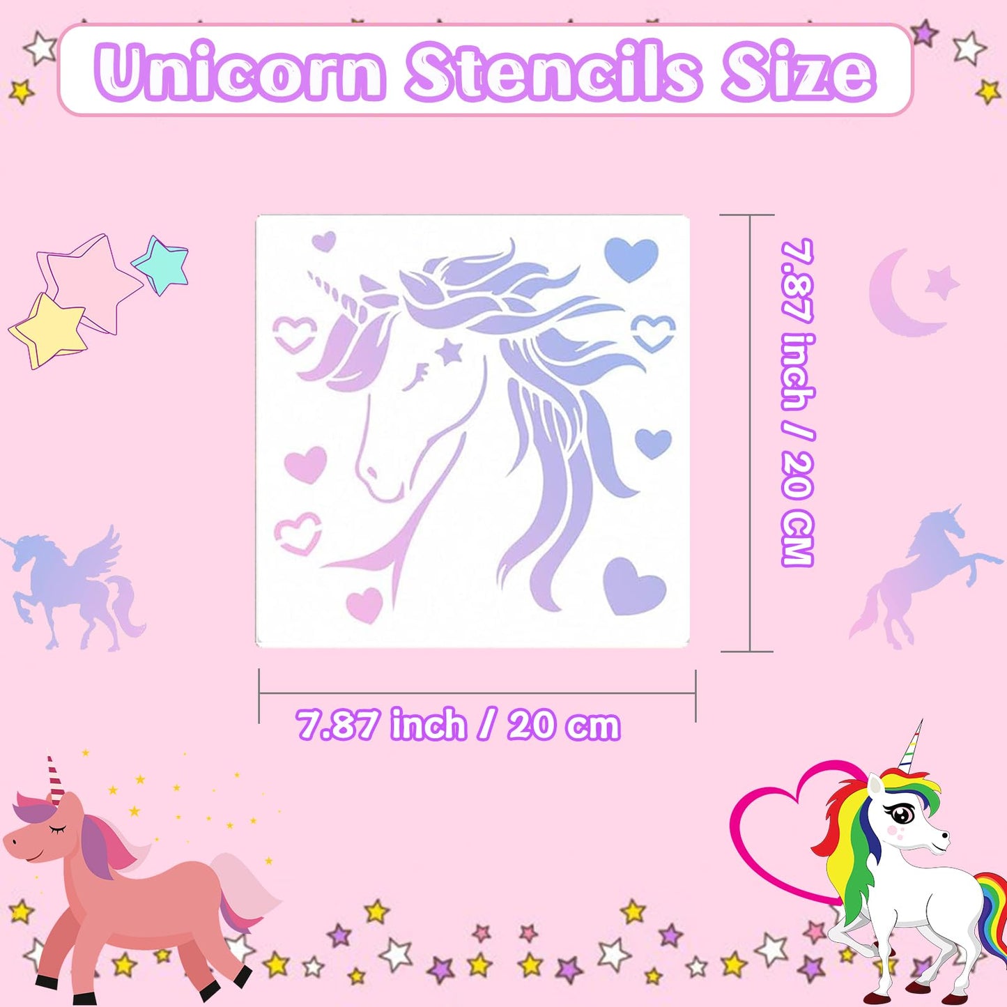LanMa 18 Pieces Unicorn Drawing Stencils for Girls,Plastic Unicorn Stencils Templates for Painting, DIY Crafts, Art Projects