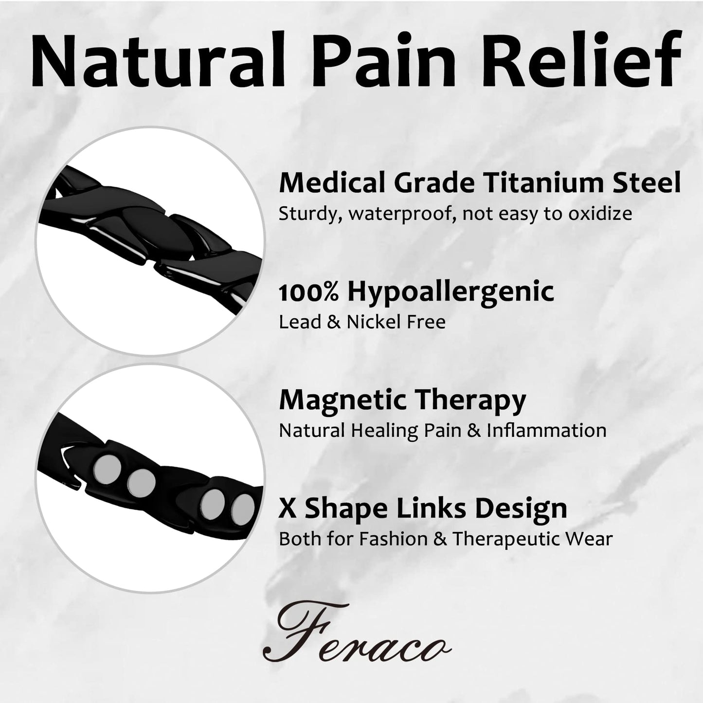 Feraco Magnetic Bracelet for Women Men Titanium Steel Magnetic Bracelet with Magnets,Unique X Shape Links