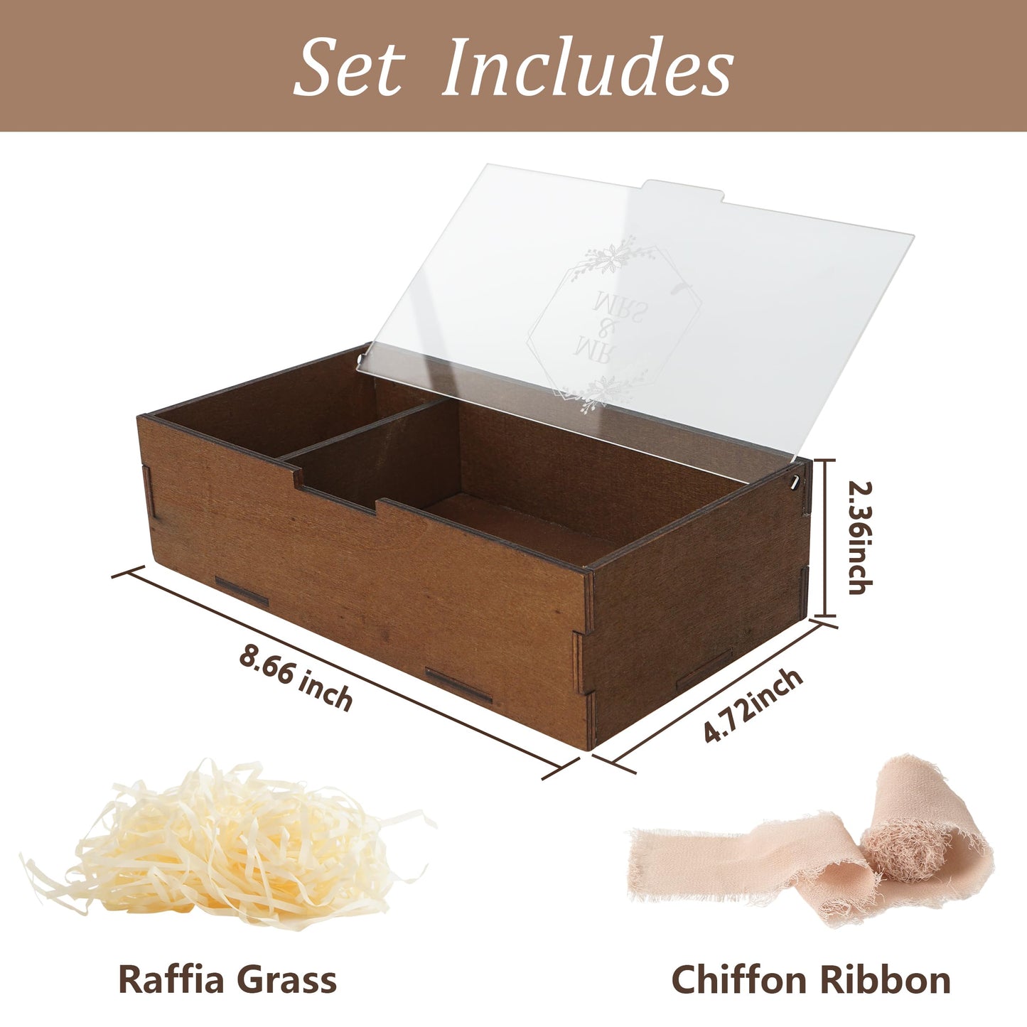 SEEBERY Mr and Mrs Wedding Keepsake Box with Lid – Personalized Wooden Memory Box for Bride and Groom, Unique Gift for Couples, Newlyweds, Engagement, Bridal Shower & Bachelorette Party