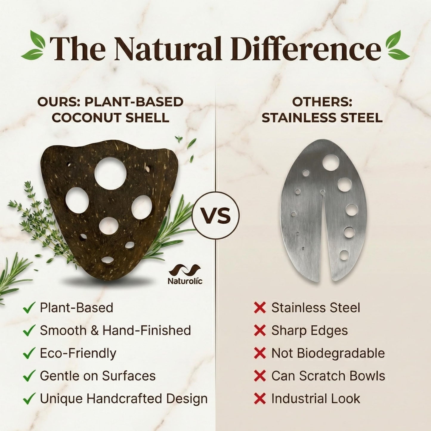 All-Natural Herb Stripper Tool for Fresh Herbs | 9-Hole Kale, Rosemary and Thyme Peeler | Eco-Friendly Kitchen Gadget | Metal & Plastic Free Herb Stripping Tool for Cilantro, Basil, Chard & More