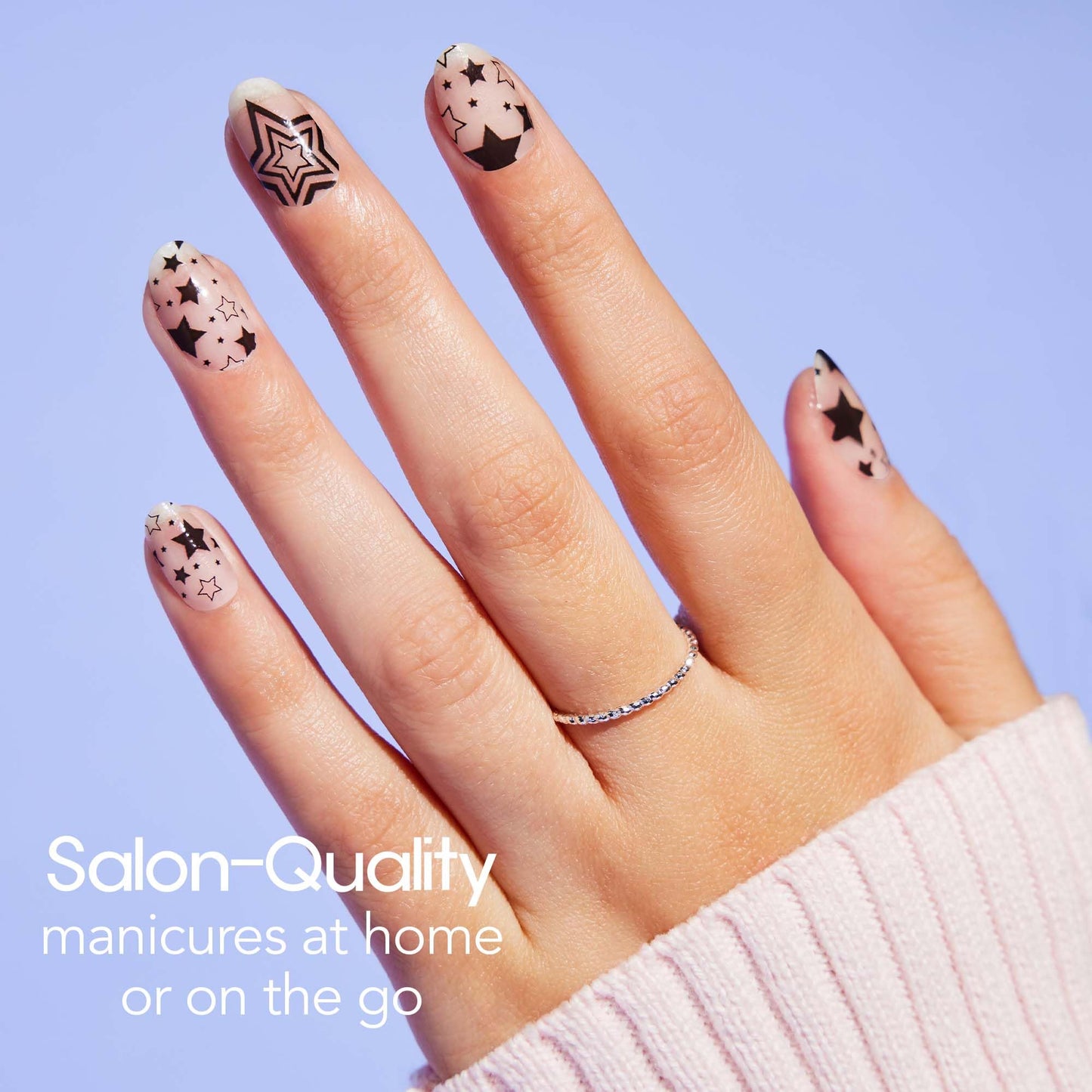 Color Street Shoot for the Stars Nail Strips - Clear with Abstract Star Designs - Wear Solo or Layer -Clear Finish -16 Double-Ended Nail Polish Strips