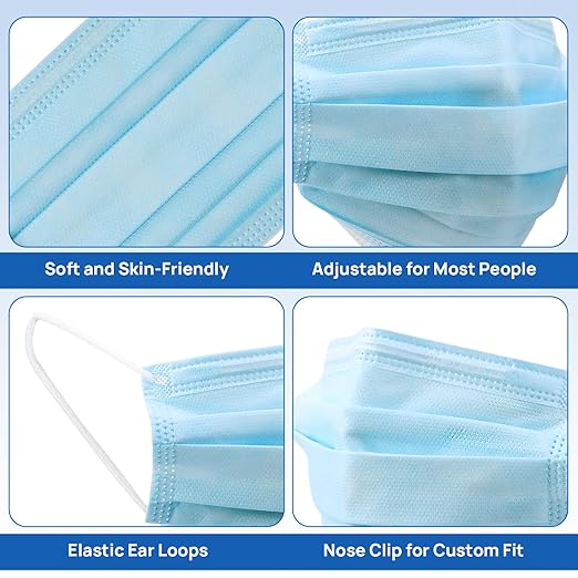 JMU 4-Ply Disposable ASTM Level 3 Face Masks, Comfortable, Soft, Breathable Face Mask for Adults, 50 Pack