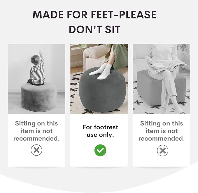 MeMoreCool Stuffed Round Pouf Ottoman Foot Rest, Floor Pouf Foot Stool with Soft Foam Chunk Filling, Round Small Ottoman Footstool Circle Footrest for Couch Living Room, Corduroy Grey