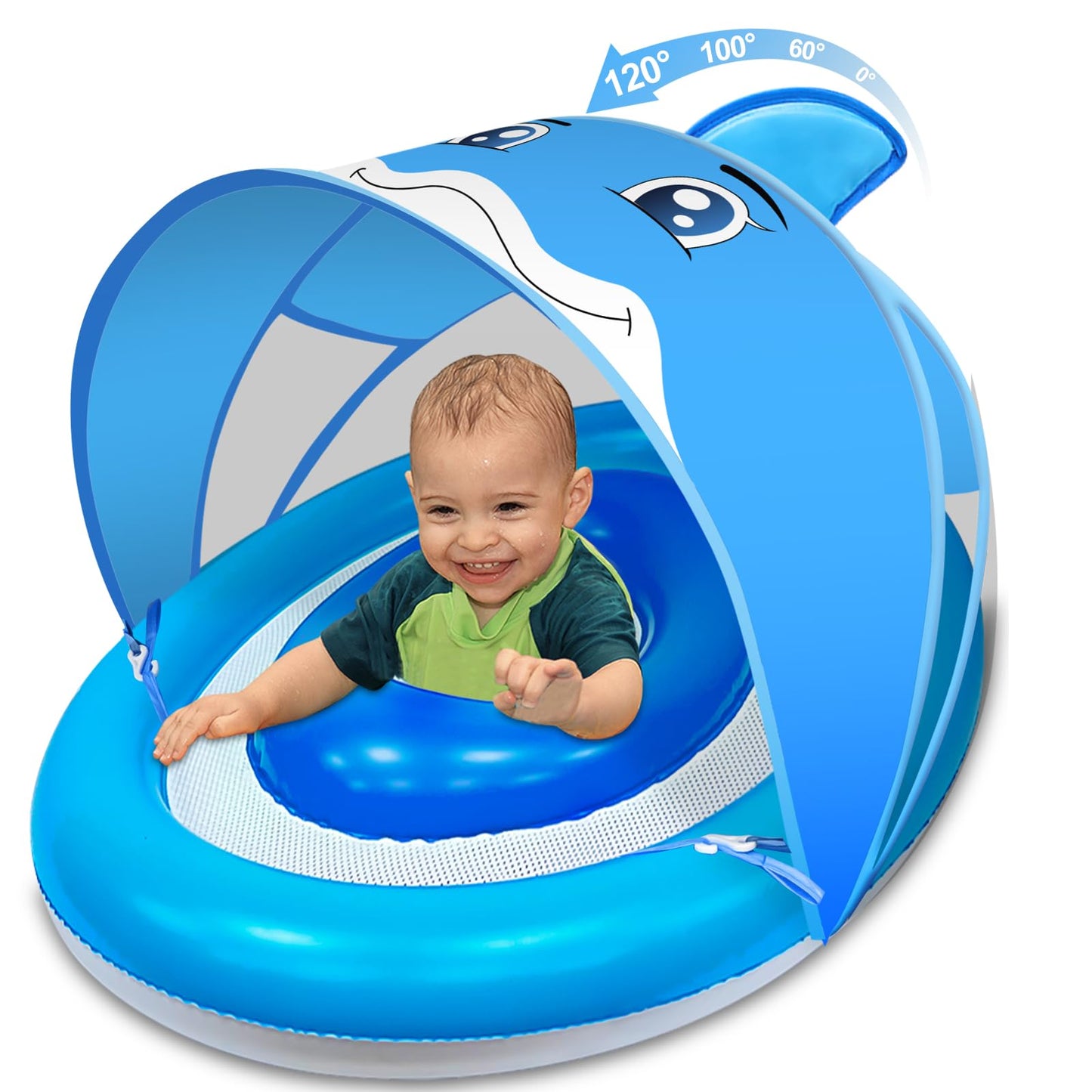Extra-Large 25.6" Baby Pool Float with Double Airbag & Safety Seat, Inflatable Swimming Ring Float for 6-36 Months Toddler Infant Upgraded Diameter Enhances Stability in Kiddie Pool/Bathtub Swim Train