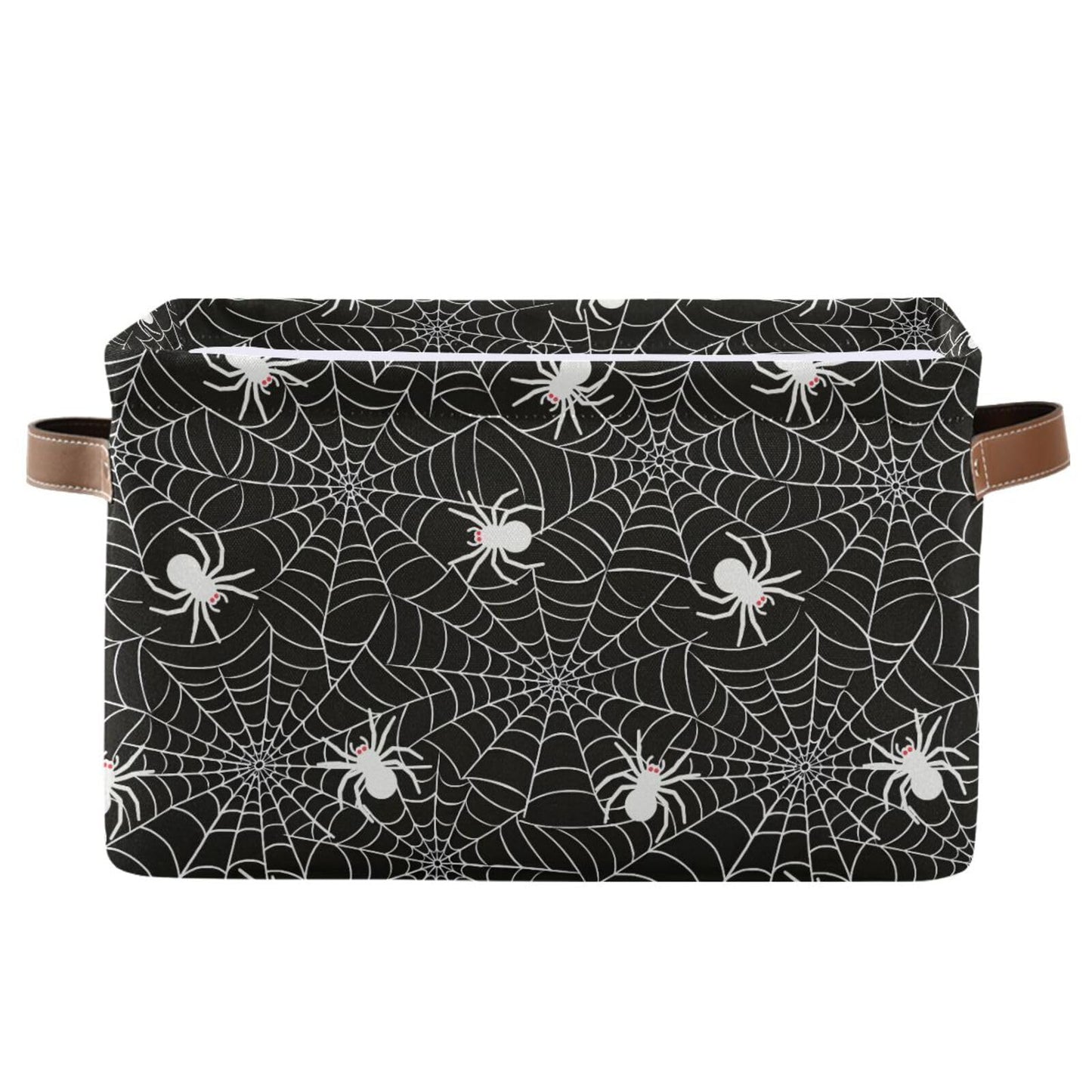 senya Halloween Basket, Large Foldable Storage Basket with Handles, Halloween Spider Web Fabric Collapsible Storage Bins Organizer Bag