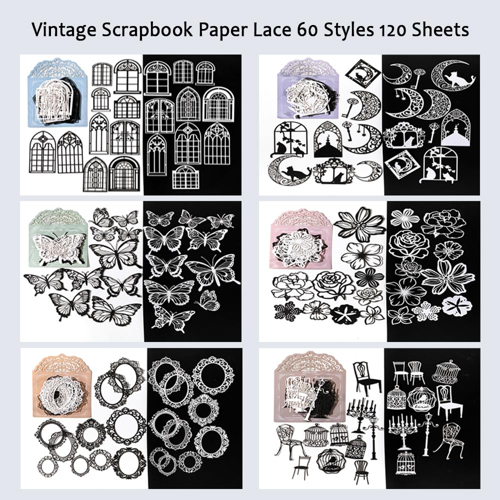 Diuhofart Scrapbook Paper Cutouts for Wedding Scrapbooking Embellishments, 120 Pcs Black and White Collage Materials for Junk Journal Supplies, Card Making, Decoupage, DIY Crafts