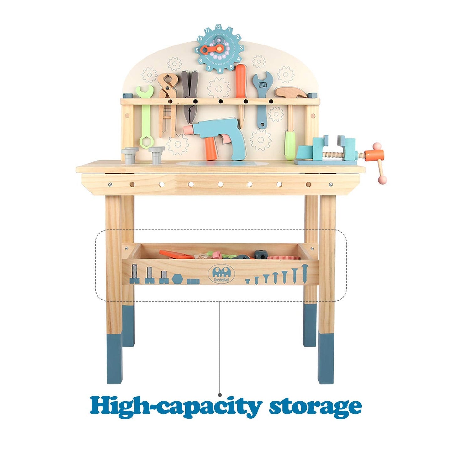 Tool Bench for Kids Toy Play Workbench Wooden Tool Bench Workshop Workbench with Tools Set Wooden Construction Bench Toy for 3 4 5 Year Boys Girls