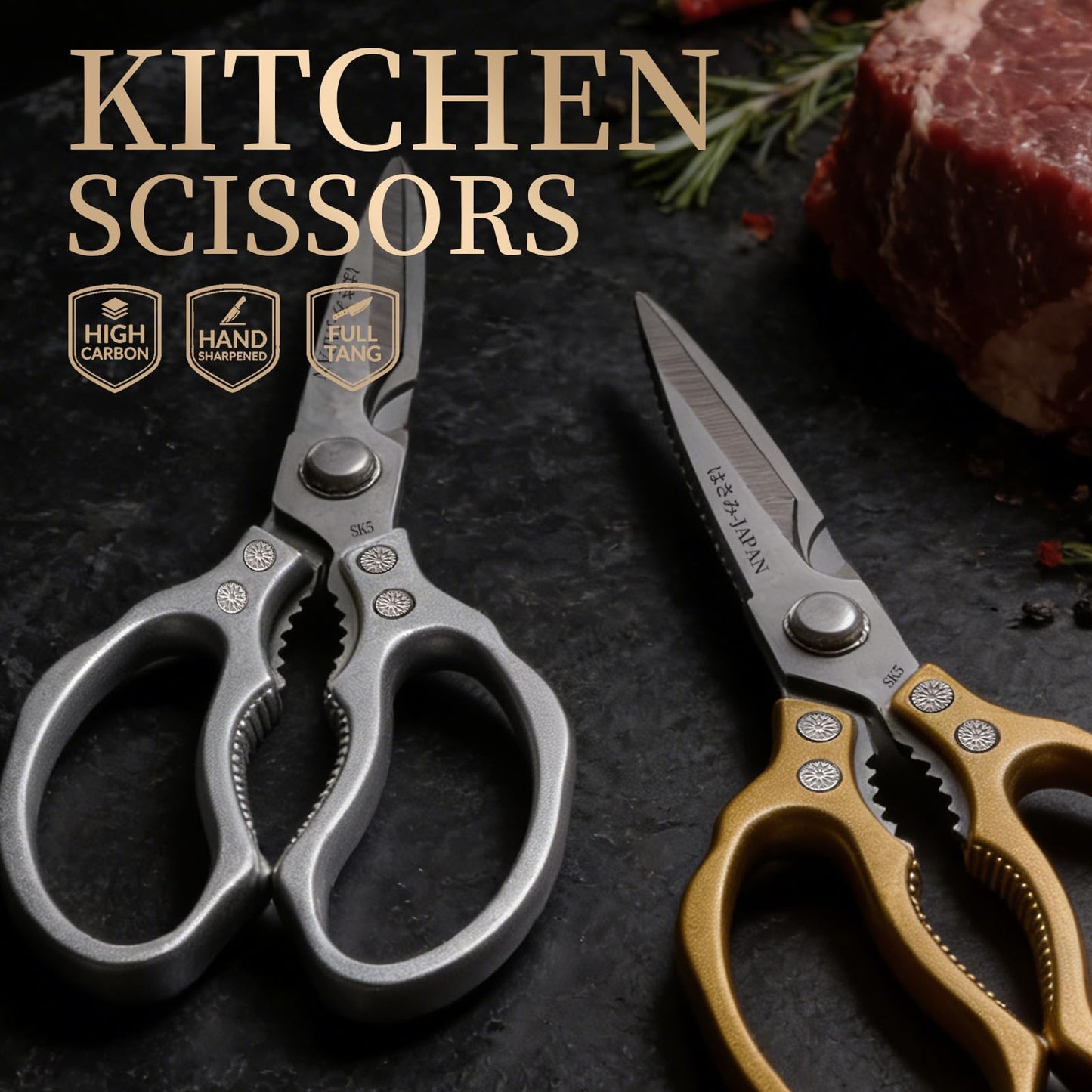 Kitchen Scissors for Food, Multi-All Purpose Japan Kitchen Shears, Heavy Duty Poultry Shear Dishwasher Safe Chicken Scissor, Seafood Shears, Meat Scissors Gifts for Men Women
