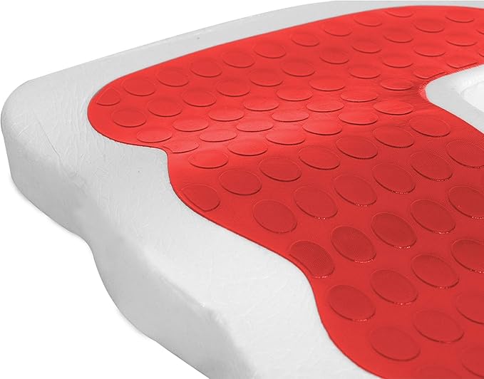 FH Group Universal Fit Memory Foam Seat Cushion for Anywhere - Tailbone Cushion - Coccyx Cushion for Car, Work, and Home Red