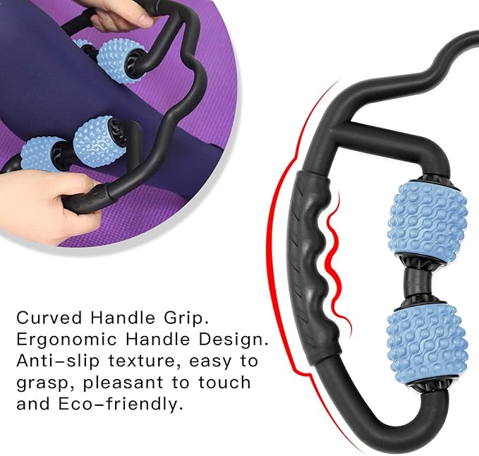Upgraded Six-Wheel Muscle Roller - Arm & Leg Massager, Forearm & Calf Roller, Tennis Elbow Brace for Men, Carpal Tunnel & Tendonitis Relief, Perfect for Wrist, Hand, Foot, & Thigh