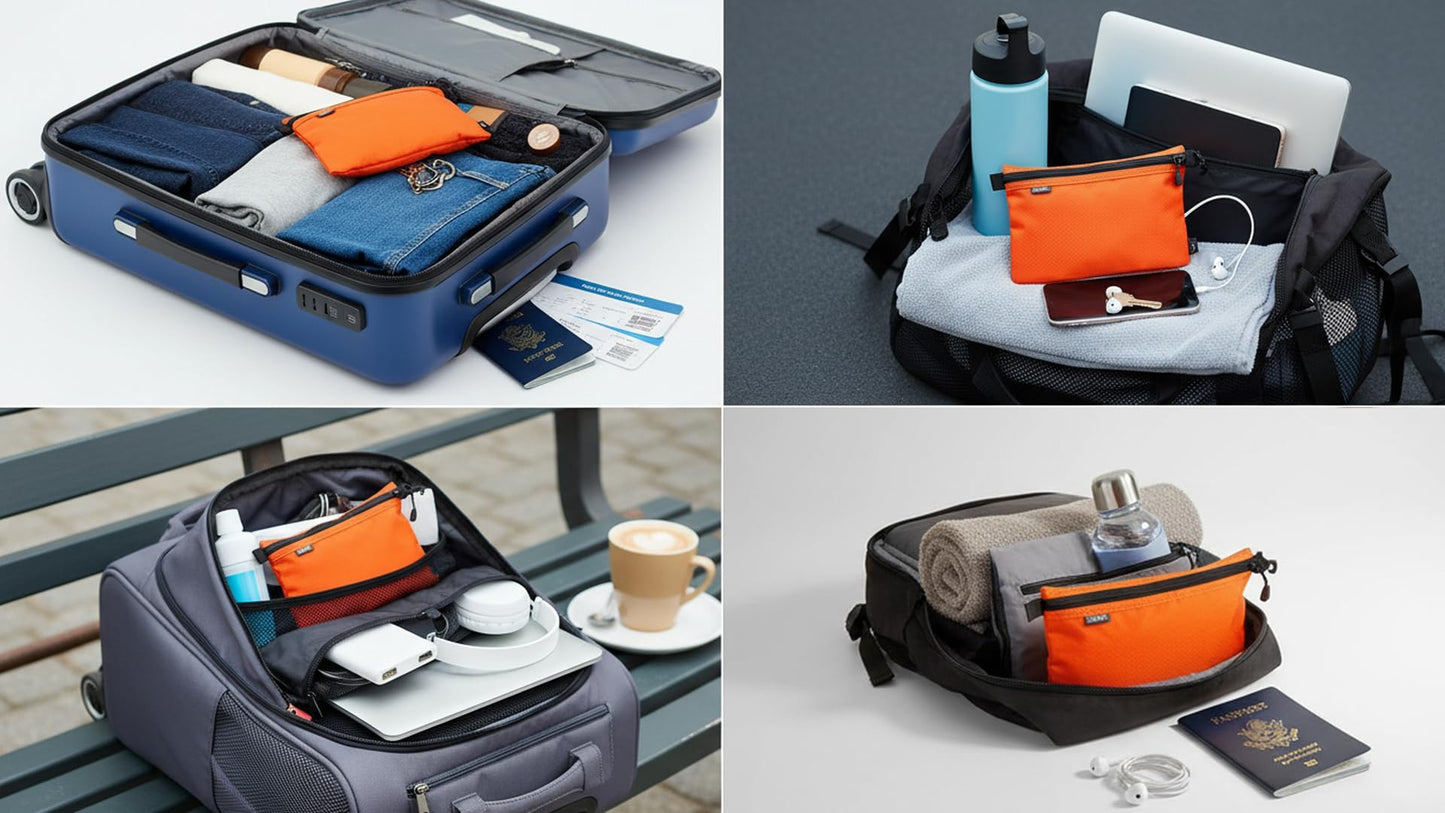 GOX Small Toiletry Bag for Men Bulk Cosmetic Bag Dopp Kit Carry On Zipper Pouch Organization Nylon Small Packing Sack Water Repellent(Orange)