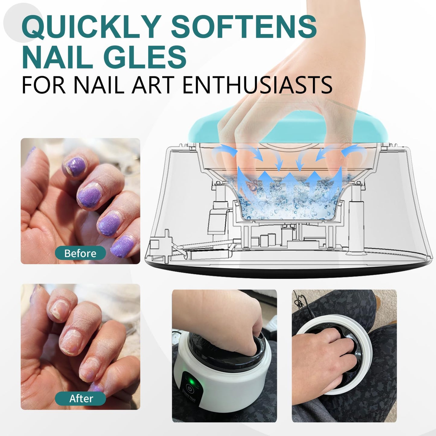 Nail Soaking Bowl, Electric Soak off Bowl Manicure Soaker for Gel Nail Polish Remover, Acrylic Nails, Dip Powder Removal, Blue