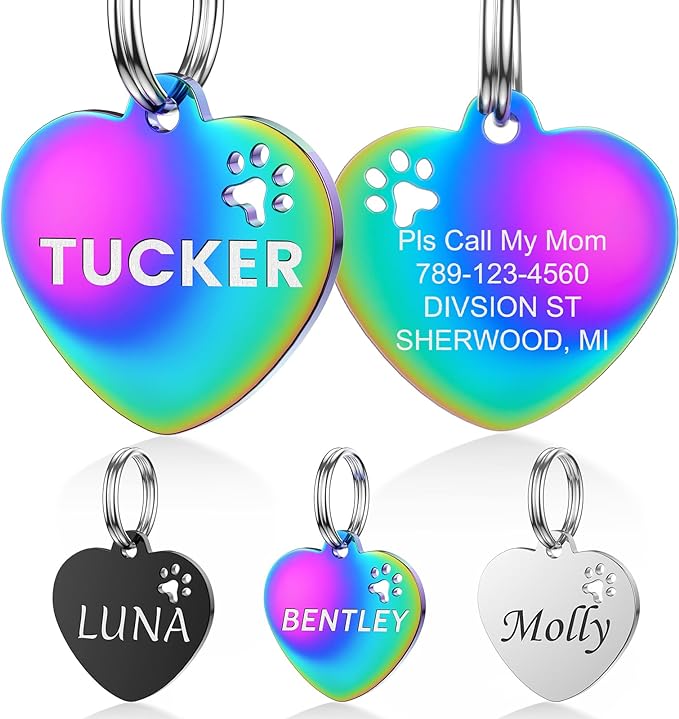 YEHANTI Personalized Dog Tags Engraved for Pets - Stainless Steel Custom Dog Cat Tag with Various Cute and Beautiful Icons, Double Sided Engraved Pet ID Tags Dog Name Tag, Bone