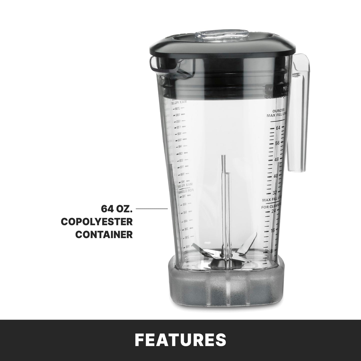 Waring Commercial MX1100XTX 3.5 HP Blender with Electronic Keypad, Pulse Function, 30 SecondCountdown Timer and a 64 oz. BPA Free Container, 120V, 5-15 Phase Plug,Black