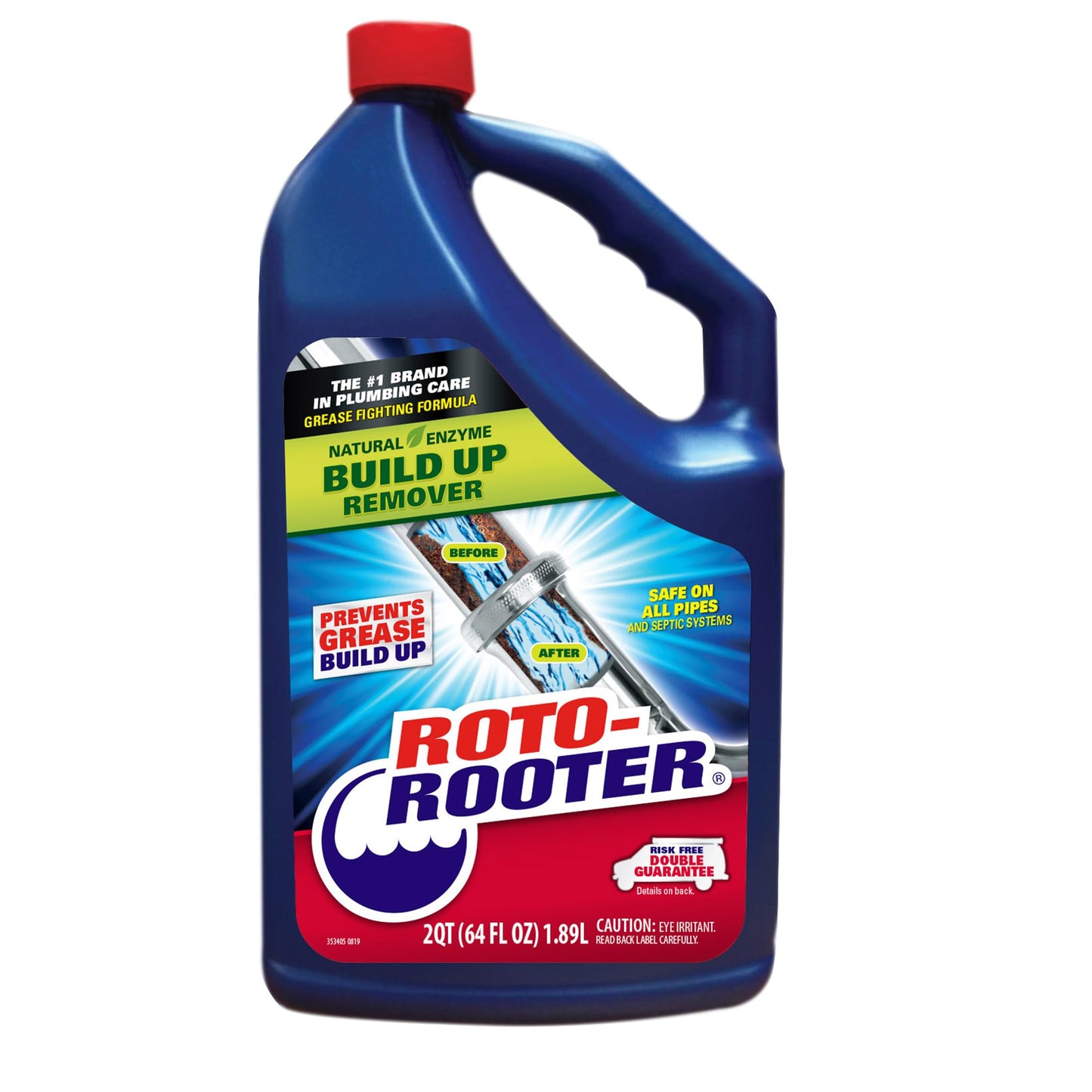 Roto-Rooter Build-Up Remover Drain Cleaner, Enzyme-Based Formula Helps Prevent Clogs and Grease Buildup, Removes Odor, Safe for Septic Systems, Pipes, Toilets, Drains and Sinks, 64 oz