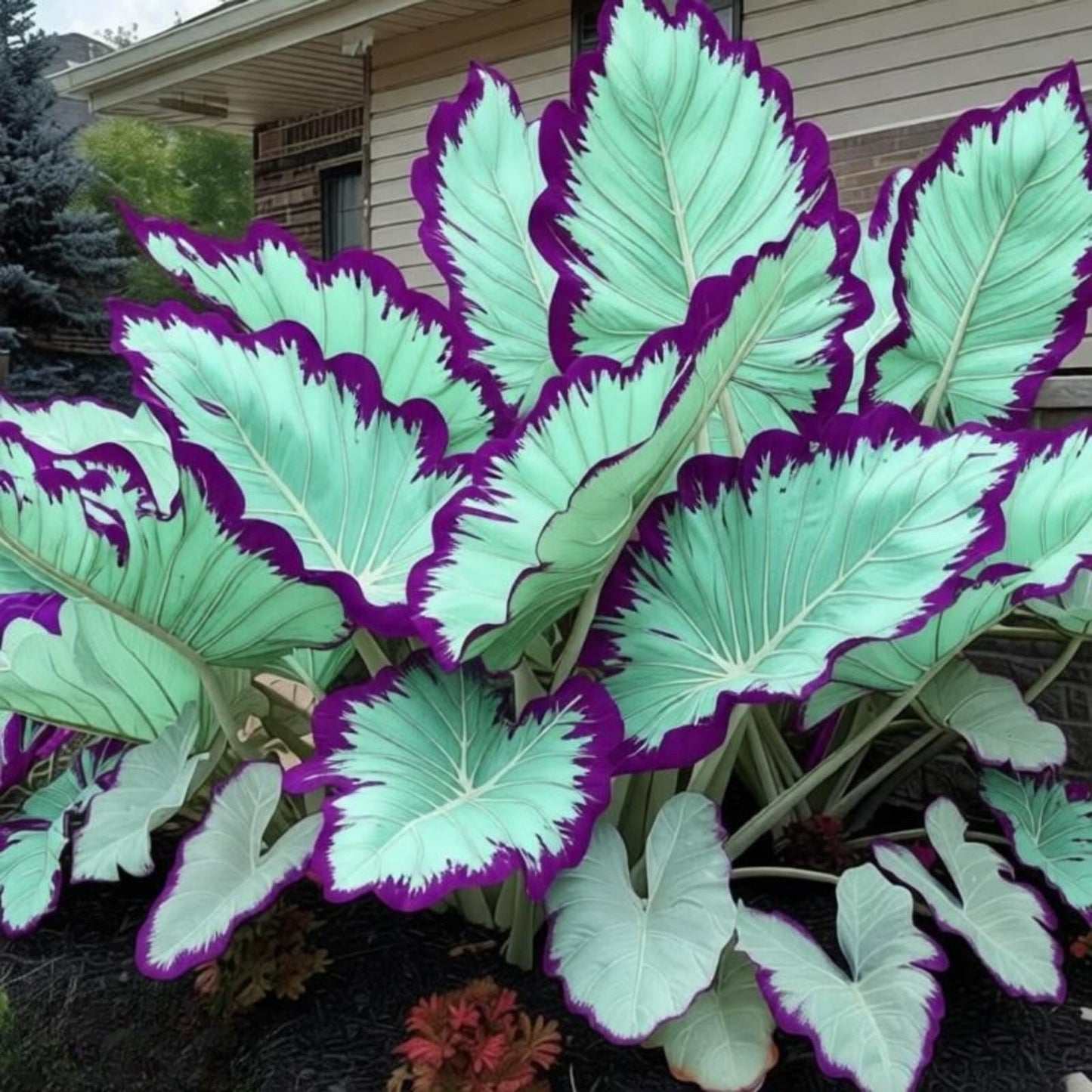 EDRHTJG Giant Leaf Foliage-Elephant Ear-Alocasia for Creates Ambiance-Landscape Beautification-Color Changing Foliage (6)