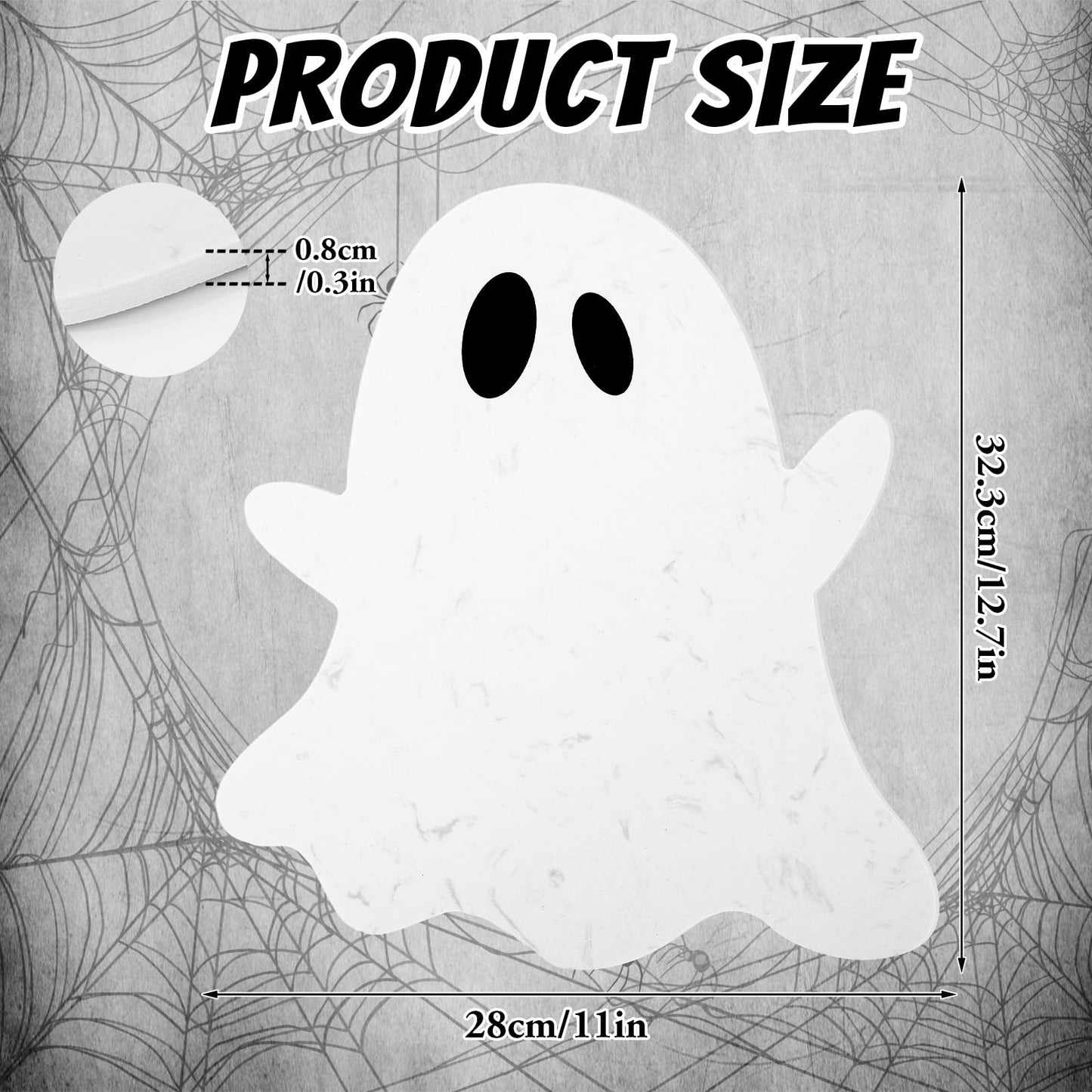 Whaline Halloween Ghost Marble Cheese Board White Ghost Cutting Tray Marble Charcuterie Serving Board for Home Kitchen Party Favors Supplies