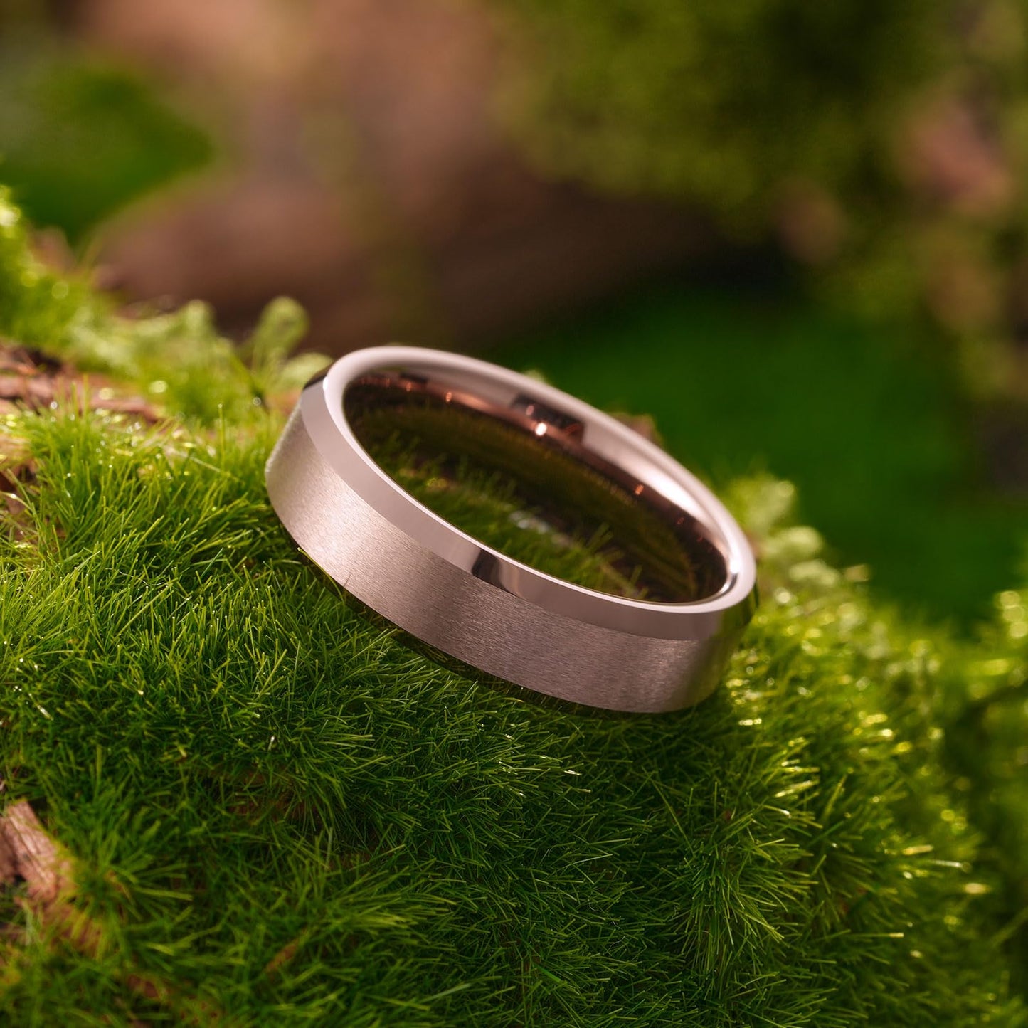 King Will Brown Basic Tungsten Rings For Men 6mm Wedding Band Polished Edge Brushed Matte Promise Ring Comfort Fit, Size 13